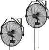 VEVOR Wall Mount Fan, 18 in Wall Mounted Hanging Fan with IP44-rated Protection, 3-Speed, Long Airflow Distance, Adjustable Rotation Angle, Powerful for Industry, Commercial, Garage, Workshop, 2 Pack