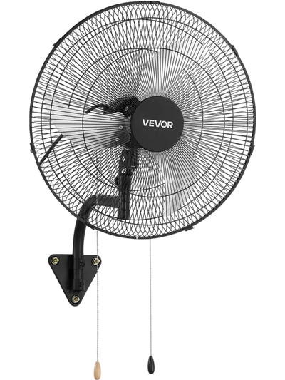 VEVOR Wall Mount Fan, 20 in Wall Mounted Hanging Fan Oscillating, 3-Speed, Long Airflow Distance, Adjustable Rotation Angle, Mechanical Powerful for Industry, Commercial, Garage, Workshop, Gym, Black
