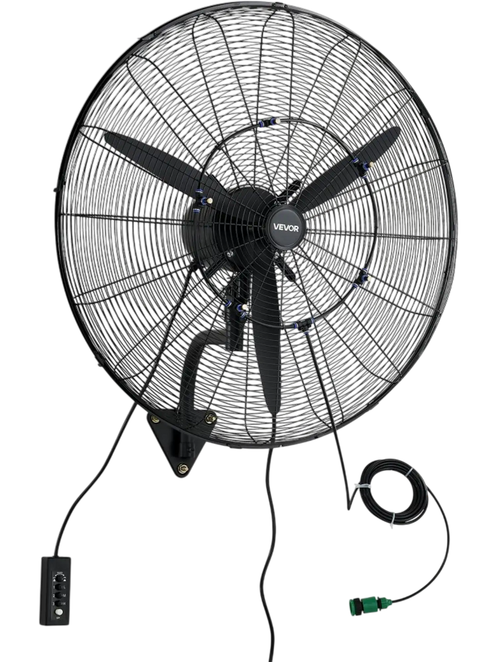 VEVOR Wall Mount Fan, 30 in Wall Mounted Hanging Fan with Oscillating & Mist, IP44-rated, 3-Speed, Powerful Air Reach, Mechanical Control, Long Airflow for Industry, Commercial, Garage, Workshop, Gym