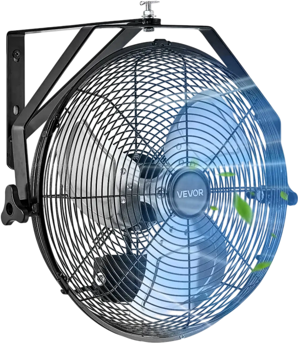 VEVOR 14 Inch Industrial Wall Mount Fan, High Velocity 2473 CFM Outdoor Fan with 3 Speeds, Waterproof IP44 Garage Wall Fan with Aluminum Blades for Workshop, Warehouse, Greenhouse