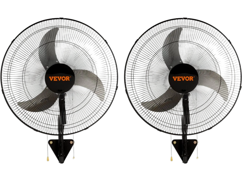 VEVOR Wall Mount Fan, 2 PCS 18 inch Oscillating, 3-speed High Velocity Max. 4000 CFM Industrial Wall Fan for Indoor, Commercial, Residential, Warehouse, Greenhouse, Workshop, Basement, Garage,Black