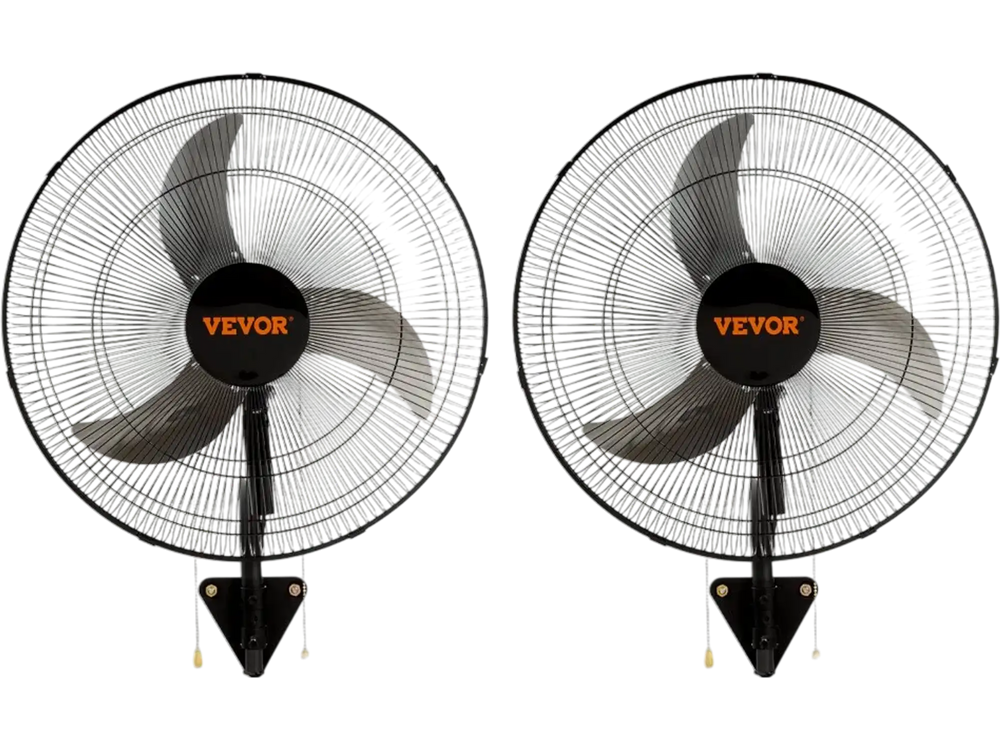 VEVOR Wall Mount Fan, 2 PCS 20 inch Oscillating, 3-speed High Velocity Max. 4000 CFM Industrial Wall Fan for Indoor, Commercial, Residential, Warehouse, Greenhouse, Workshop, Basement, Garage,Black