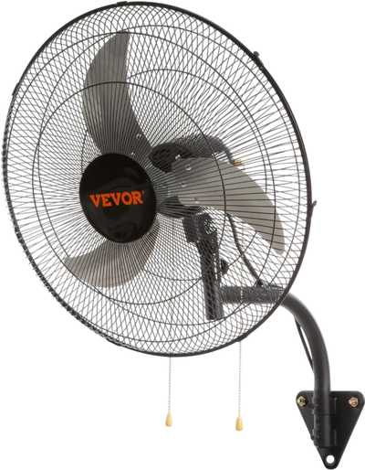 VEVOR Wall Mount Fan, 20 Inch, 3-speed High Velocity Max. 4650 CFM Oscillating Industrial Wall Fan, Commercial or Residential for Warehouse, Greenhouse, Workshop, Patio, Basement, Black, ETL Listed