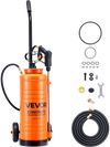 VEVOR Industrial Concrete Sprayer with Wheeled Cart, 3.5 Gallon Stainless Steel Sprayer, Heavy Duty Tri-Poxy Pump Sprayers, 20.5"Wand, 48" & 120"Hoses, 2 Brass Nozzles for Construction, Lawn & Garden