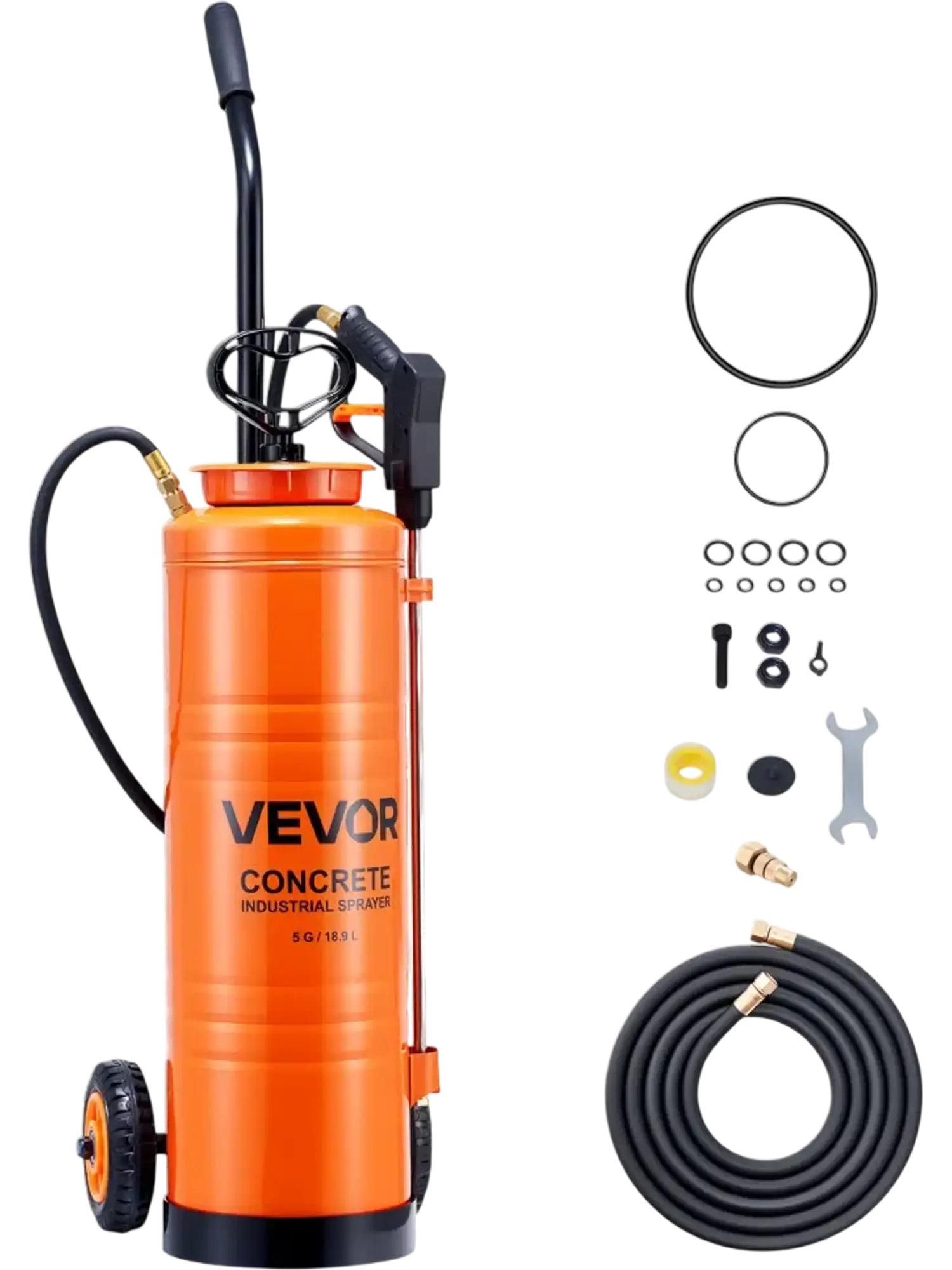 Vevor Pump Sprayer Industrial Concrete Sprayer with Wheeled Cart 5 gal New