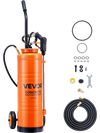 VEVOR Industrial Concrete Sprayer with Wheeled Cart, 5 Gallon Stainless Steel Sprayer, Heavy Duty Tri-Poxy Pump Sprayers, 20.5''Wand, 48" & 120" Hoses, 2 Brass Nozzles for Construction, Lawn & Garden