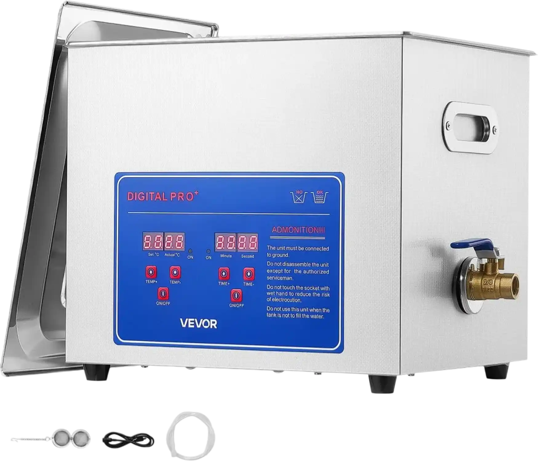Vevor Ultrasonic Cleaner 10L 40kHz Stainless Steel Parts Cleaning Machine New
