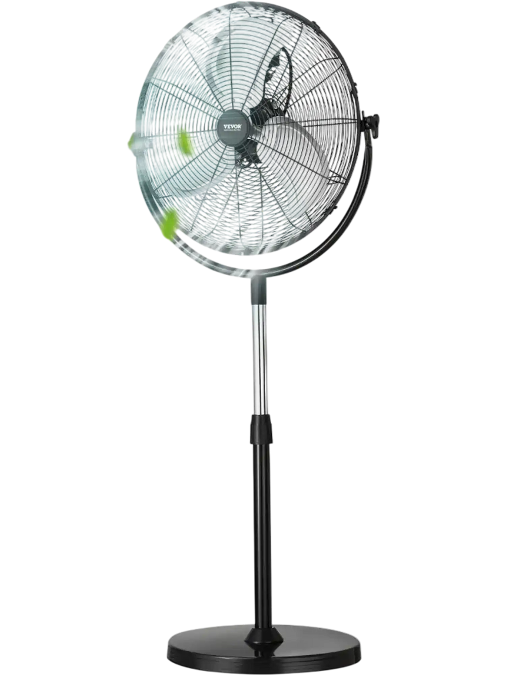 VEVOR Industrial Pedestal Fan, 18 Inch Standing Fan with 45.3 to 57.9 Inches Adjustable Height, Floor Fans with 3 Adjustable Speeds, High Power Fans for Warehouse,Garage,Commercial,Residential, Black