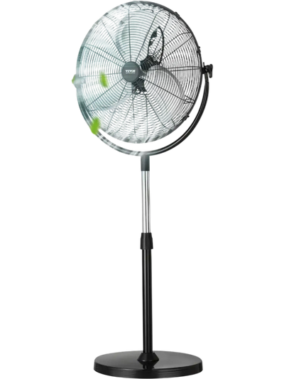 VEVOR Industrial Pedestal Fan, 18 Inch Standing Fan with 45.3 to 57.9 Inches Adjustable Height, Floor Fans with 3 Adjustable Speeds, High Power Fans for Warehouse,Garage,Commercial,Residential, Black