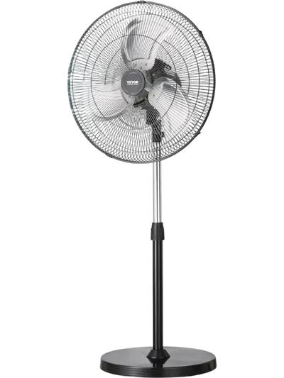 VEVOR Industrial Pedestal Fan, 18 Inch 90-Degree Oscillating Fan, Height Adjustable Standing Fans with 3 Adjustable Speeds, High Power Fans for Warehouse,Garage,Commercial,Residential, Black