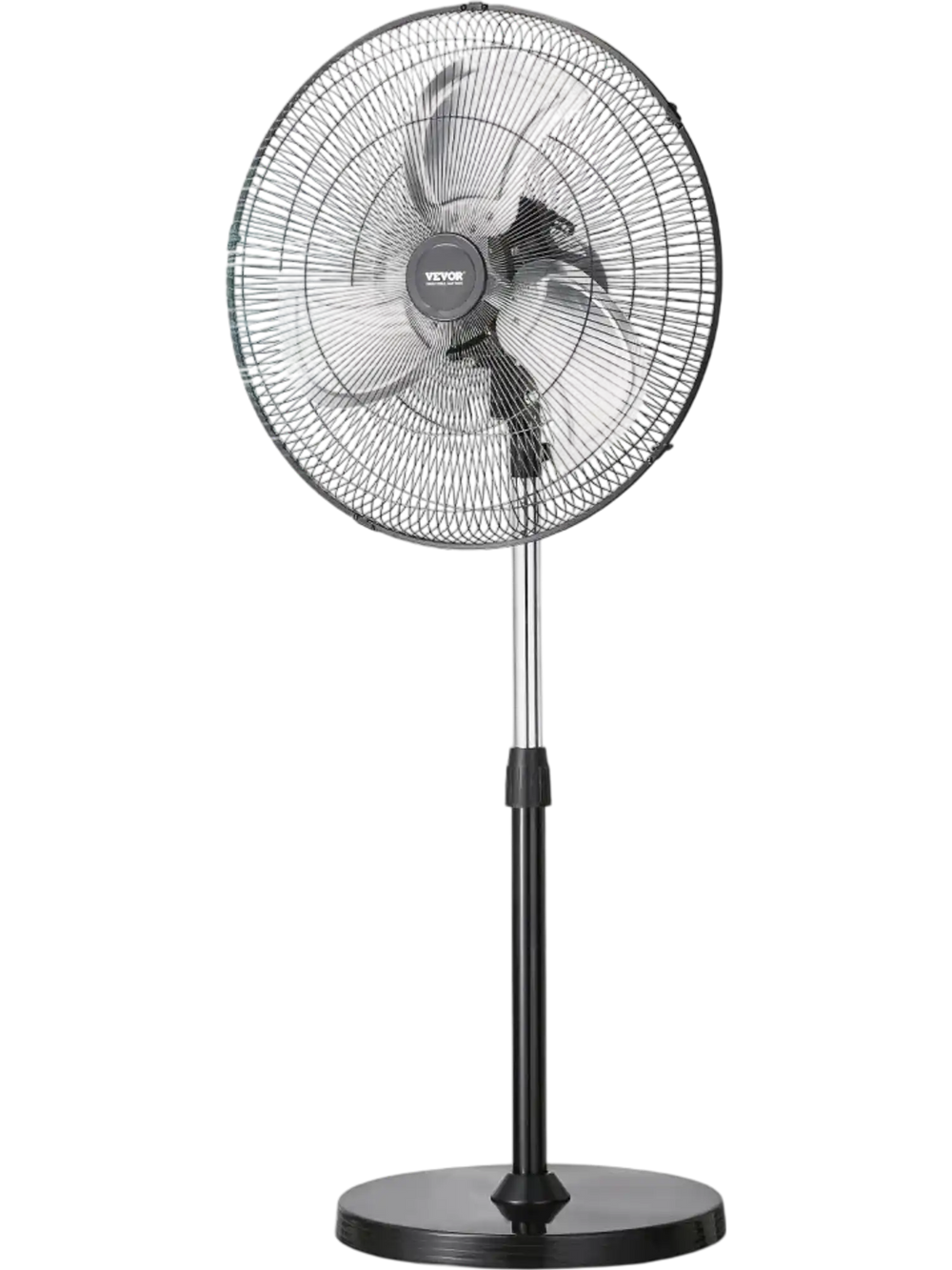 VEVOR Industrial Pedestal Fan, 20 Inch 90-Degree Oscillating Fan, Height Adjustable Standing Fans with 3 Adjustable Speeds, High Power Fans for Warehouse,Garage,Commercial, Black