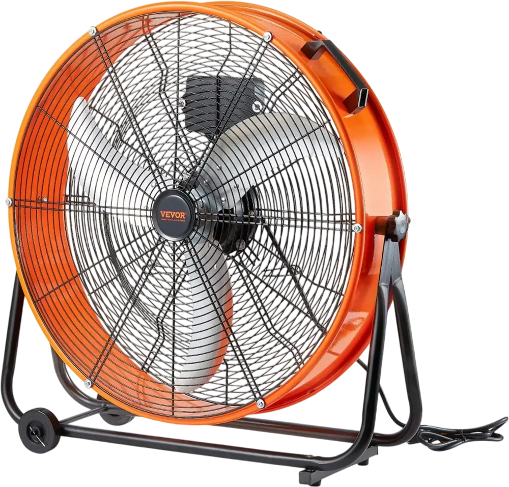 VEVOR Drum Fan, 24 Inch High Velocity Industrial Shop Fan, Heavy Duty Commercial Use 3-Speed 8600CFM, 360°Adjustable Tilting,0-2h Timer Industrial Floor Fan for Warehouse,Workshop,Factory, Basement