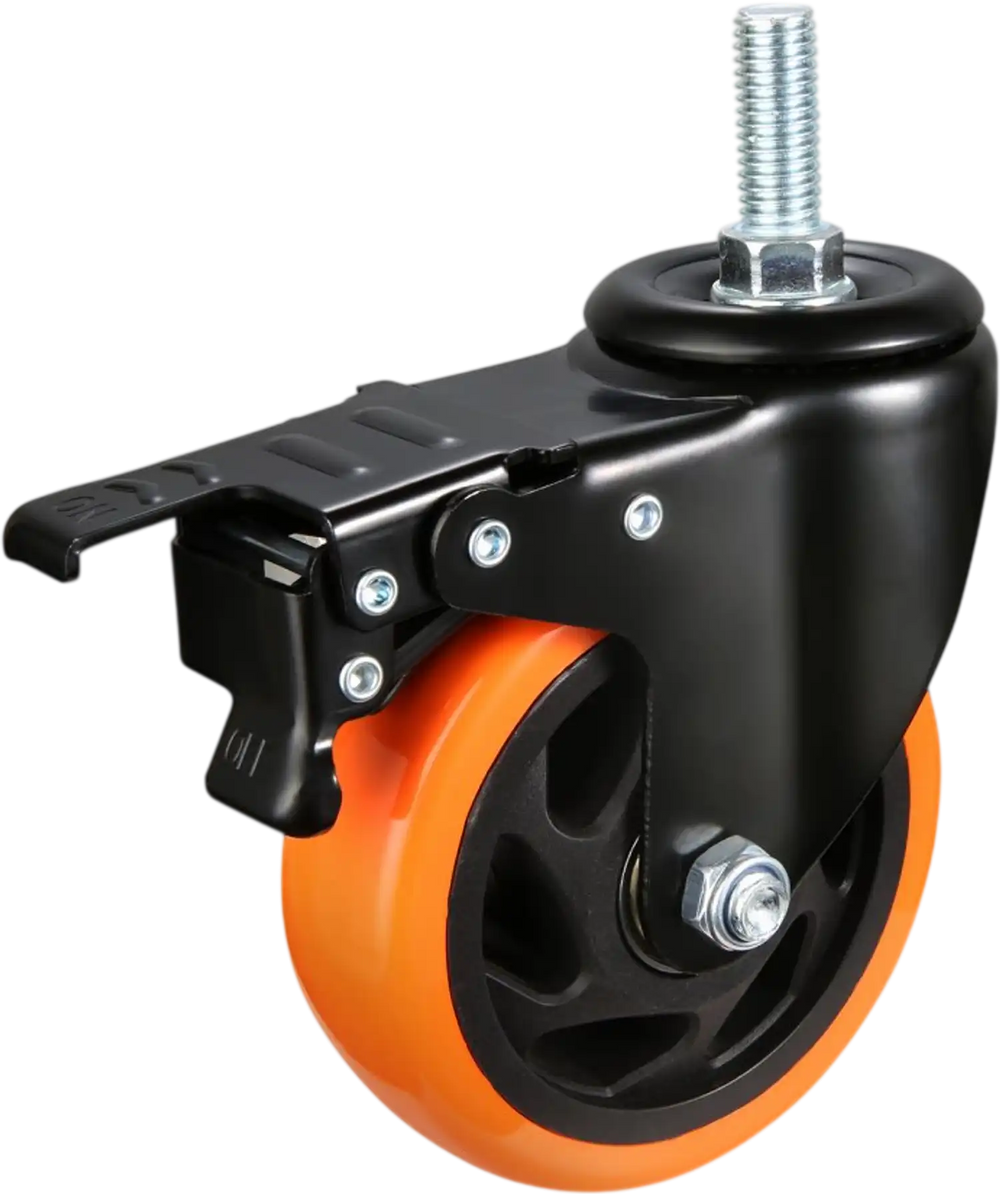 VEVOR Caster Wheels, 4 inch, Set of 4, 440 lbs Capacity, Threaded Stem Casters with Security Dual Locking A/B Brake, Heavy Duty Industrial Casters, No Noise Swivel Caster Wheels for Cart, Furniture