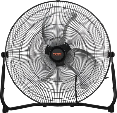 VEVOR Floor Fan, 3 Speeds High Velocity Heavy Duty 20 Inch Industrial Fan, 4800 CFM 360° Adjustable Tilt 21.33 ft/sec Airflow Large Metal Fan, for Home, Gym, Office, Garage, Commercial Shop & Bedroom