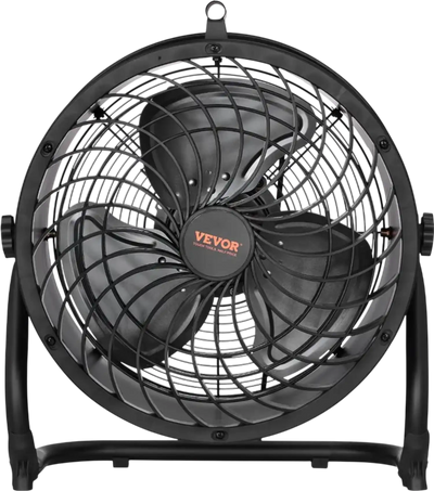 VEVOR Floor Fan, 3 Speeds High Velocity Heavy Duty 14 Inch Industrial Fan, 2520 CFM 360° Adjustable Tilt 23.62 ft/sec Airflow Large Metal Fan, for Home, Gym, Office, Garage, Commercial Shop & Bedroom