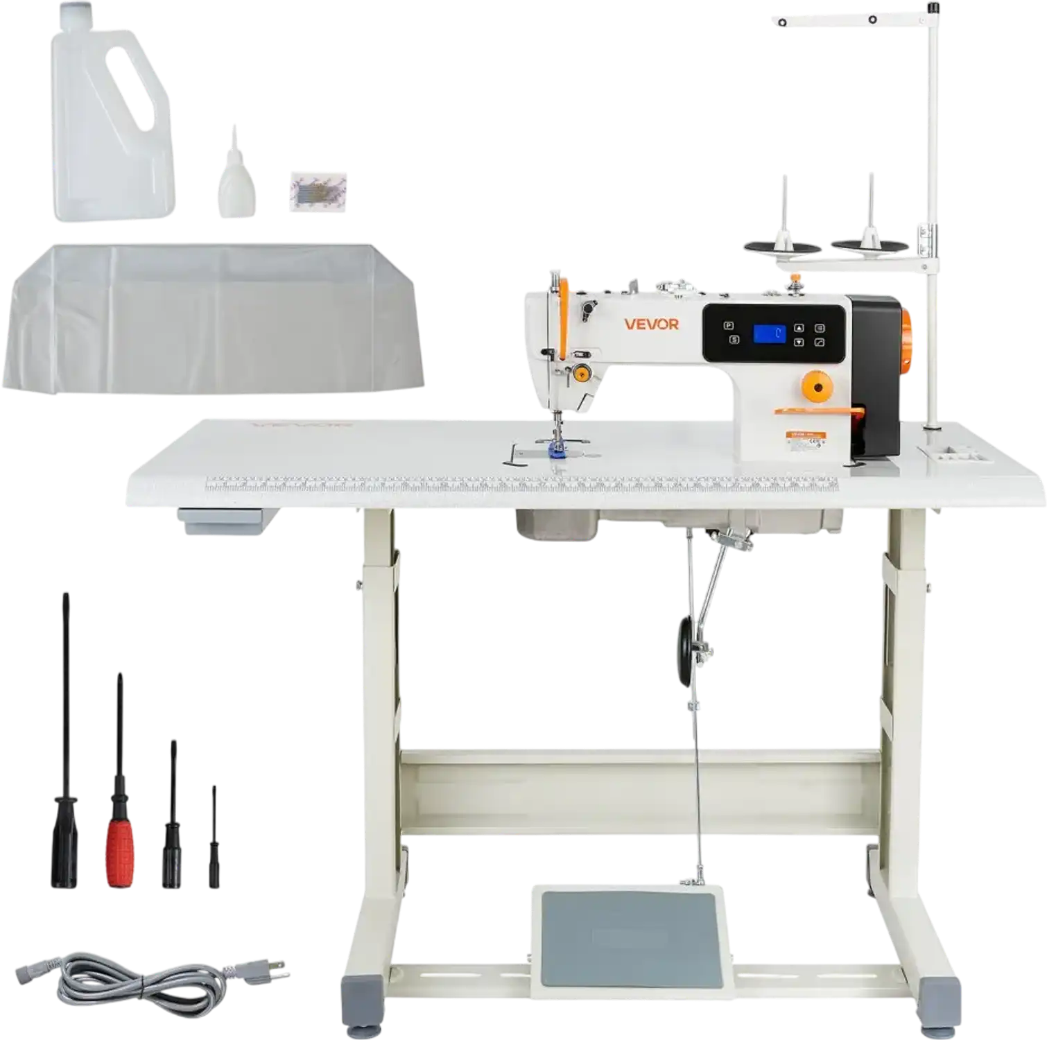 Vevor Industrial Sewing Machine High-Speed Lockstitch Sewing Machine Set with Servo Motor and Table Stand New