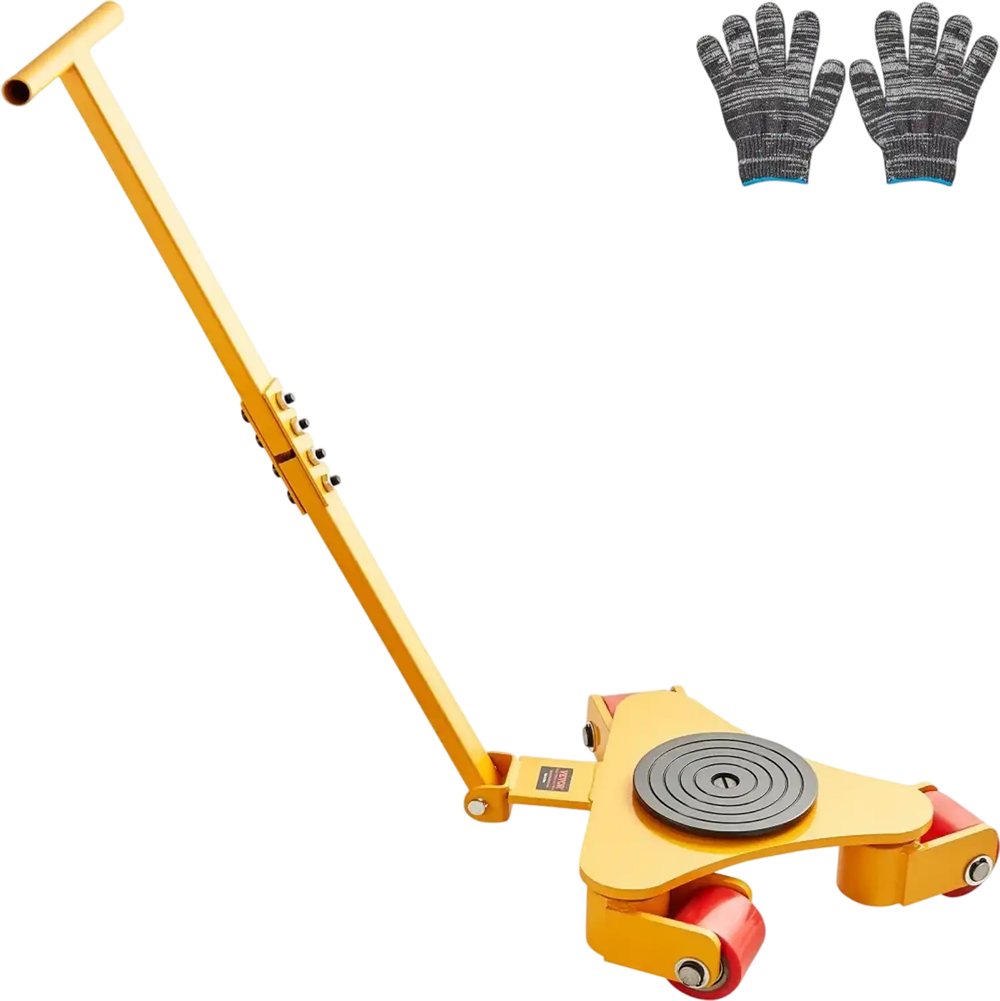 VEVOR Machinery Skate Dolly, 6614 LBS/3T Industrial Machinery Mover with Handle, Carbon Steel Machinery Moving Skate with 3 360° Swivel PU Wheels, 360° Rotation Non-Slip Cap for Warehouse, Workshop