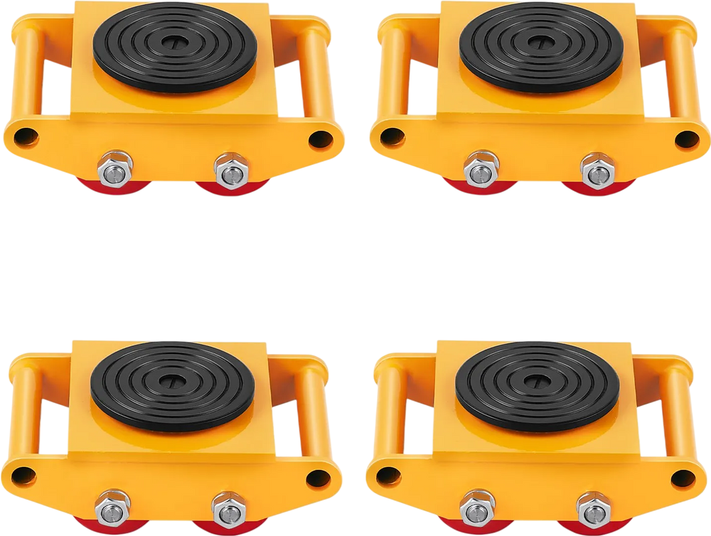VEVOR 4PCS Machinery Skate Dolly, 17637 LBS/8T Industrial Machinery Mover, Heavy Duty Carbon Steel Machinery Moving Skate with 4 PU Wheels and 360° Rotation Non-Slip Cap for Warehouse, Workshop, Facto