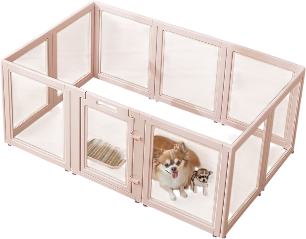 VEVOR Dog Whelping Box, 60x39x23 in Plastic Dog Whelping Pen for Medium Sized Dogs, Waterproof Transparent Puppy Playpen with Windows & Door Lock, Easy to Clean, Durable Indoor Pet Dogs Cats Birth Kit