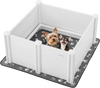 VEVOR Dogs Whelping Box, 38.6 x 38.6 x 18.1 inch, Plastic PVC Puppies Playpen with Height Adjustable Door and Washable Pee Pad, Anti-Deformation Indoor Puppy Play Pen for Medium Breed Dogs, Milk White
