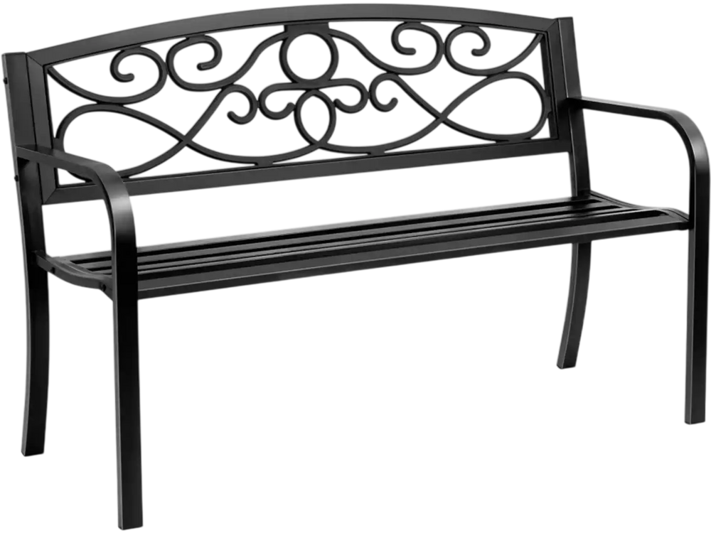 VEVOR Outdoor Bench, 50 inches Metal Garden Bench for Outdoors, 550 lbs Load Capacity Bench, Outdoor Garden Park Bench with Backrest and Armrests, Patio Bench for Garden, Park, Yard, Front Porch