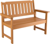 VEVOR Outdoor Bench, 50.5 inch, 800 lbs Weight Capacity for 2-3 Persons, Weatherproof Plastic Frame with Backrest and Wide Armrests, Outside Bench for Patio, Garden, Park, Yard, Natural Wood Color