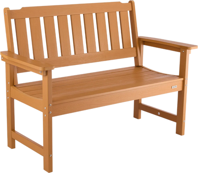 Vevor Outdoor Bench 50.5 in. Weatherproof Plastic Frame 800 lb. Capacity Natural Wood New