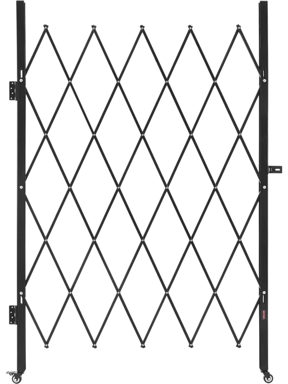 VEVOR Single Folding Security Gate, Lockable Scissor Gate with 360° Swivel Casters, Outdoor Barricade Steel Retractable Gates, for Entry Security, Garage, Warehouse & Pool, 49.61 x 77.76 in (W x H)
