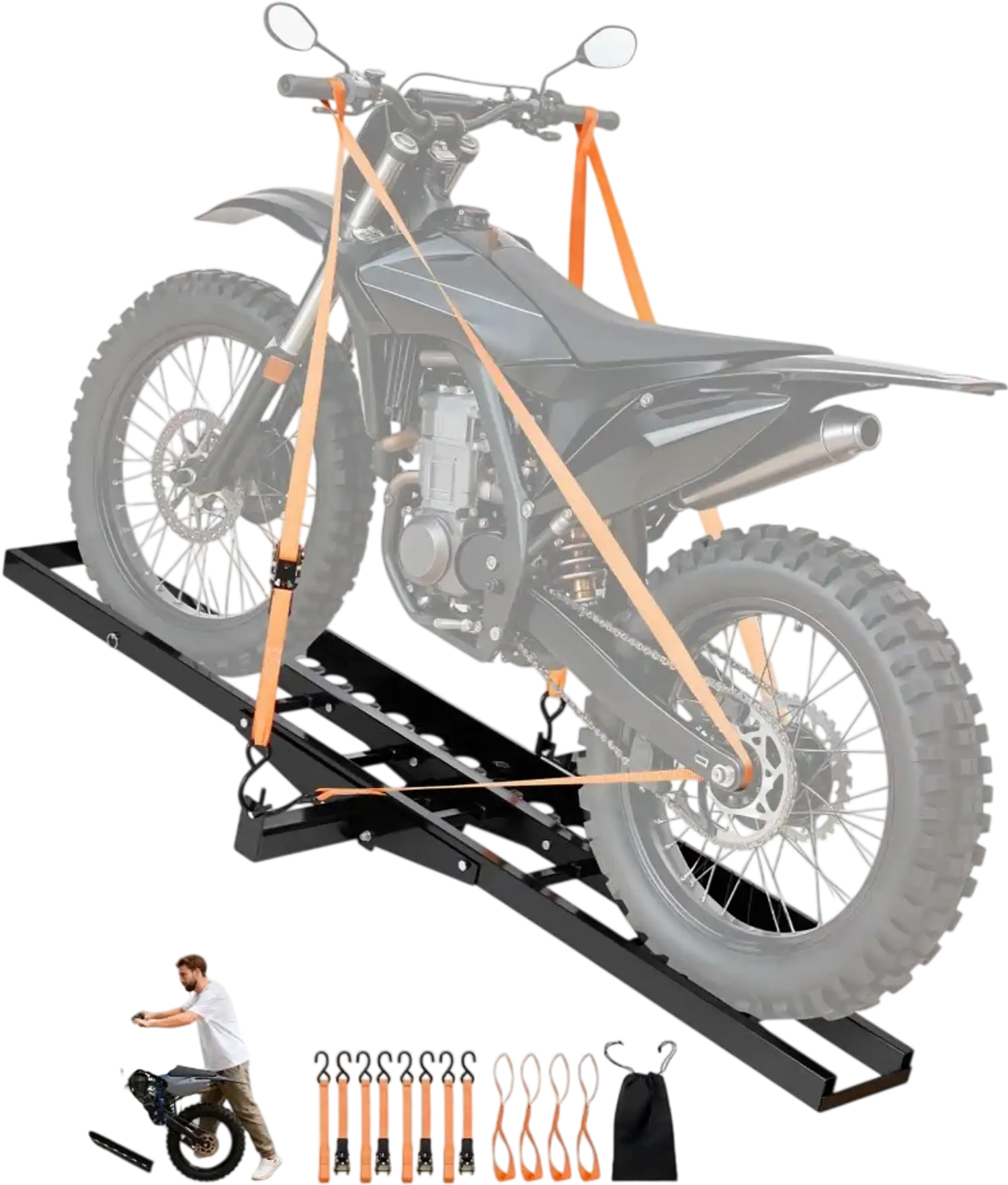 Vevor Motorcycle Carrier Heavy-Duty Steel Hitch Mount Rack with 47