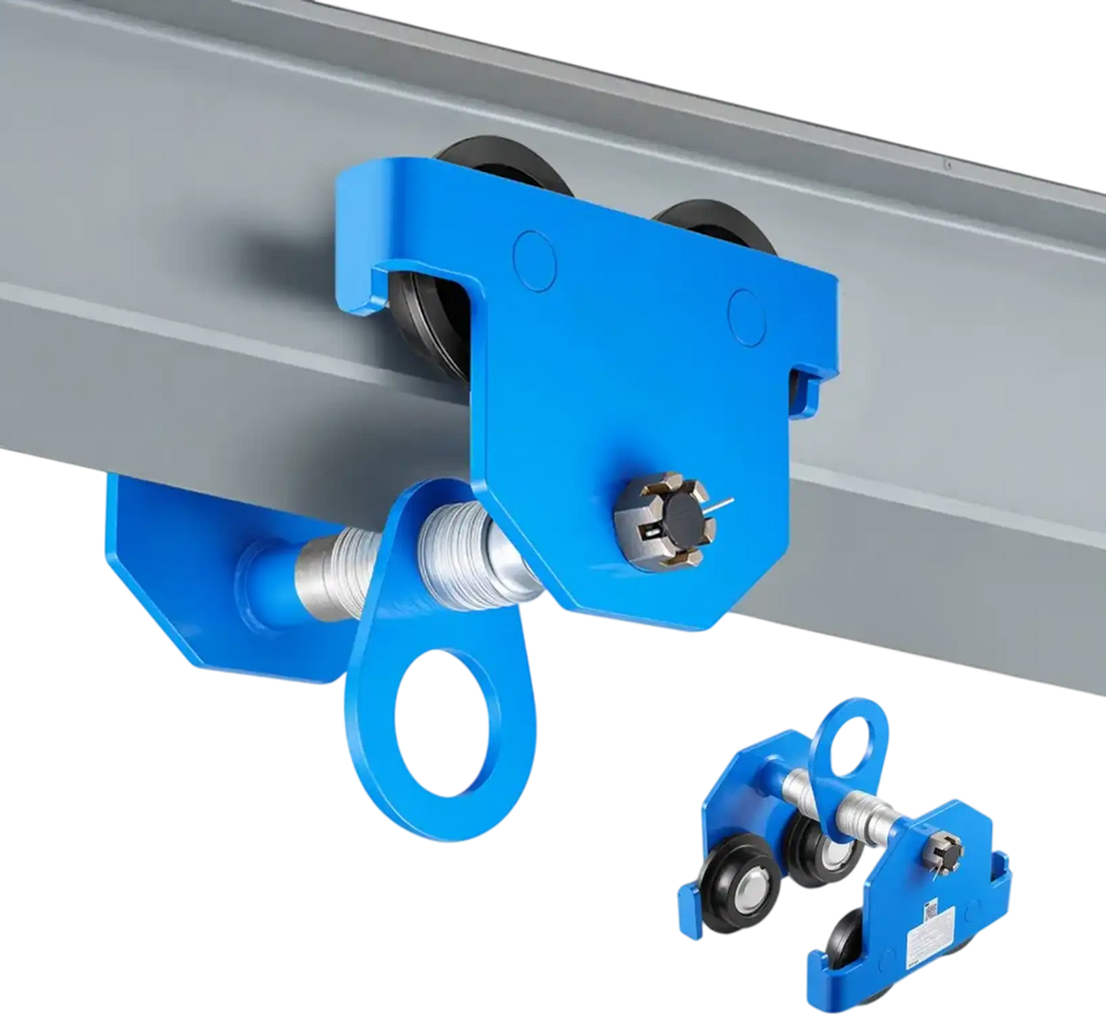VEVOR Manual Trolley, 6600 lbs/3 Ton Load Capacity, Push Beam Trolley with Dual Wheels, Adjustable for I-Beam Flange Width 2.5" to 8", Heavy Duty Carbon Steel Garage Hoist for Straight & Curved I Beam