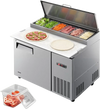 VEVOR 44"W Commercial Refrigerator 10.8 Cu. Ft Pizza Prep Table Fridge, 19" Ultra Wide Cutting Board Salad Refrigerated Worktop, Mega Top Stainless Steel Food Prep Cooler, 6 x 1/3 Pans with Lids