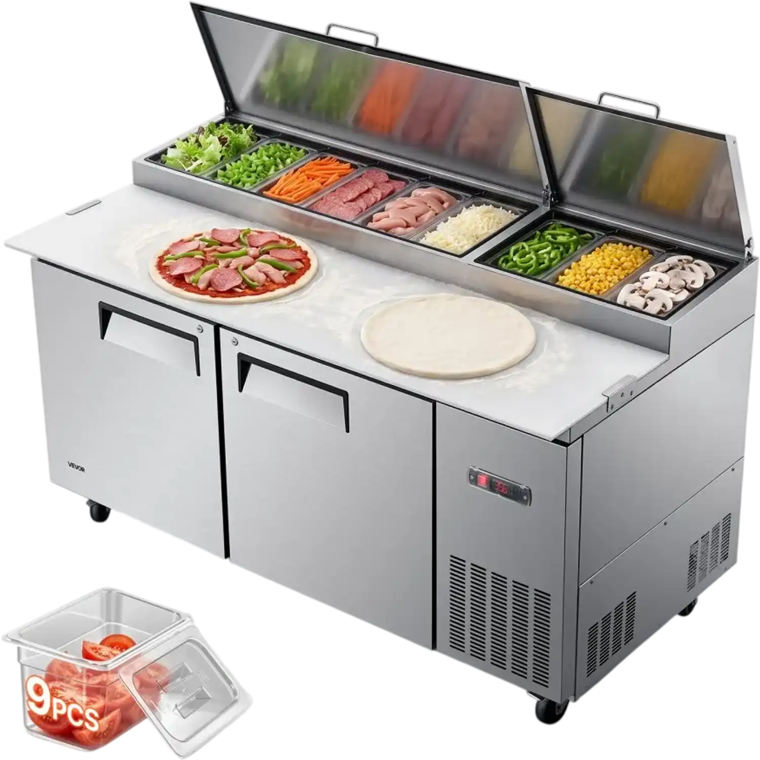 Vevor Pizza Prep Table Refrigerator 67