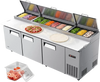 VEVOR 94"W Commercial Refrigerator 29.6 Cu. Ft Pizza Prep Table Fridge, 19" Ultra Wide Cutting Board Salad Refrigerated Worktop, Mega Top Stainless Steel Food Prep Cooler, 12 x 1/3 Pans with Lids