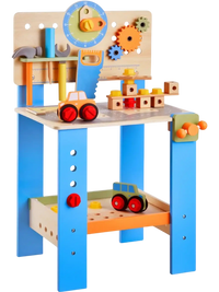 VEVOR Kids Workbench, 62 pcs, Wooden Tool Bench for Kids 3 Years and Up, Toddler Toy Workbench with Realistic Tools, Building Toy Set Creative & Educational Construction Toy for Boys & Girls