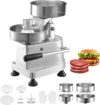 VEVOR Commercial Burger Patty Maker, Hamburger Beef Patty Maker with 3 Convertible Mold(4/5/6-inch), Heavy Duty Stainless Steel Burger Press Machine, Meat Forming Processor with 1500 Pcs Patty Papers