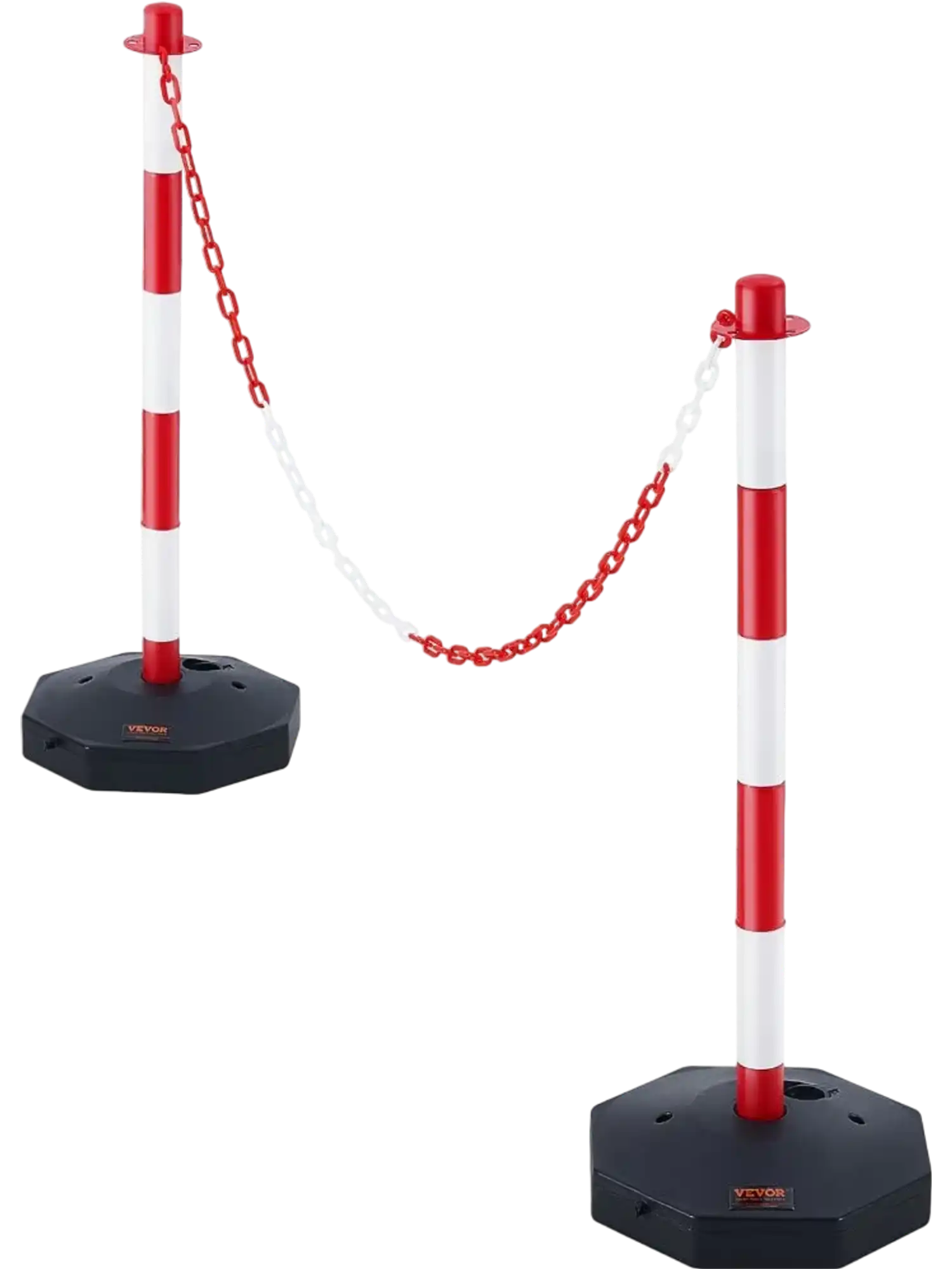 Vevor Traffic Delineator Post Cones with 8' Chain 2-Pack Red & White New