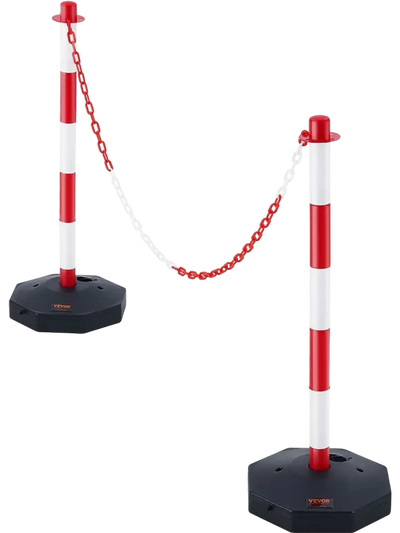 Vevor Traffic Delineator Post Cones with 8' Chain 2-Pack Red & White New
