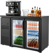 VEVOR Back Bar Cooler, 11.8 Cu. Ft Counter Height Beverage Refrigerator, Commercial Display Fridge w/ 2 Glass Doors, LED Lighting, Shelves, Fan Cooling Beer Wine Cooler for Pub, Merchandiser, Office