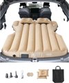 VEVOR Car Air Mattress, Fits Tesla Model Y (2020-2024), Inflatable Car Camping Mattress, Flocking Thickened Blow Up Travel Beds, Durable Portable Sleeping Pad with Built in Pump, 2 Pillows, Beige