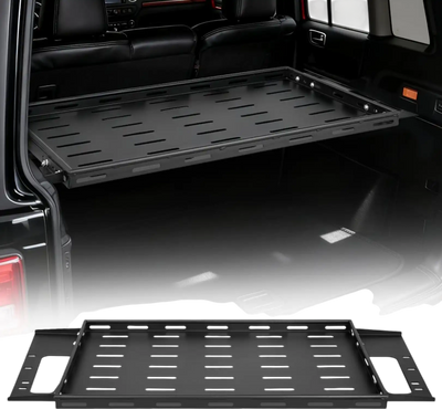 VEVOR Rear Trunk Cargo Rack, for 2021-2026 Ford Bronco 4 Door Hardtops (Exclude Bronco Sport), 300 lbs Capacity, Carbon Steel Basket Tray Interior Storage Luggage Carrier with Net, Back Shelf Stand Organizer for Camping Trip Gear, Black