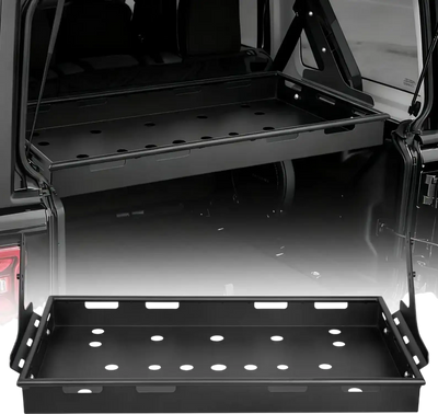 VEVOR Rear Trunk Cargo Rack, for 2018-2024 Jeep Wrangler JLU Sky One-Touch Power Top 4-Door Hardtops, 300 lbs, Carbon Steel Basket Tray Interior Storage Luggage Carrier with Net, Shelf Stand Organizer for Camping