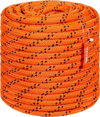 VEVOR Double Braided Polyester Rope, 3/4 in x 220 ft, 24 Strands, 12700 LBS Breaking Strength Outdoor Rope, Arborist Rigging Rope for Rock Hiking Camping Swing Rappelling Rescue, Orange/Black