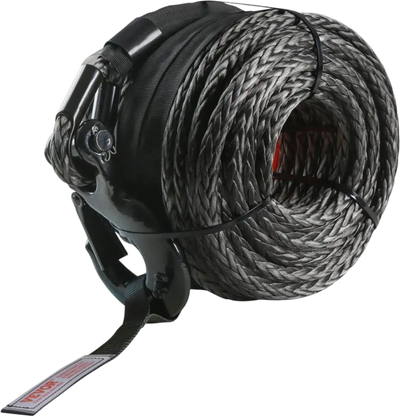 VEVOR Synthetic Winch Rope, 1/2 Inch x 92 Feet 32,000 lbs Synthetic Winch Line Cable Rope with Protective Sleeve + Forged Winch Hook + Pull Strap, Universal Fit for SUV, Large Off-Road Vehicle, Truck