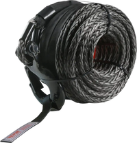 VEVOR Synthetic Winch Rope, 3/8 Inch x 85 Feet 26,500 lbs Synthetic Winch Line Cable Rope with Protective Sleeve + Forged Winch Hook + Pull Strap, Universal Fit for SUV, Large Off-Road Vehicle, Truck