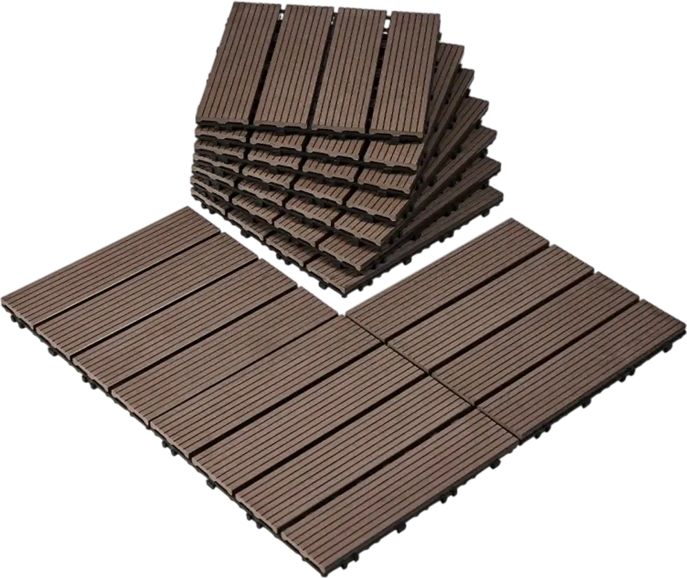 VEVOR Interlocking Deck Tiles Plastic Wood, 27 Pack,12"x12" 27 sq. ft Waterproof Outdoor Flooring All Weather Use, Patio Floor Decking Covering Tiles for Porch Poolside Balcony Backyard, Dark Brown