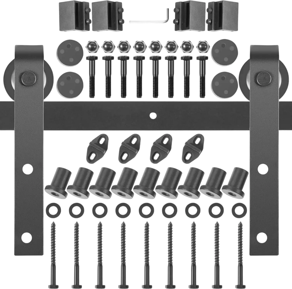 VEVOR Sliding Barn Door Hardware Kit, 11FT Barn Door Kit, 330LBS Load-Bearing Double Barn Door Hardware Kit, Carbon Steel Barn Door Track, Darn Door for 1.37-1.77\" Thickness & 5.5FT Wide Door Panel