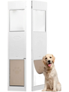VEVOR Dog Door for Sliding Glass Door, 75 7/8"-80 11/16" Adjustable Height Doggy Door for Sliding Doors, Aluminum Frame Tempered Glass Pet Door with Hinge Structure Flap and Lock for Large-Sized Dogs