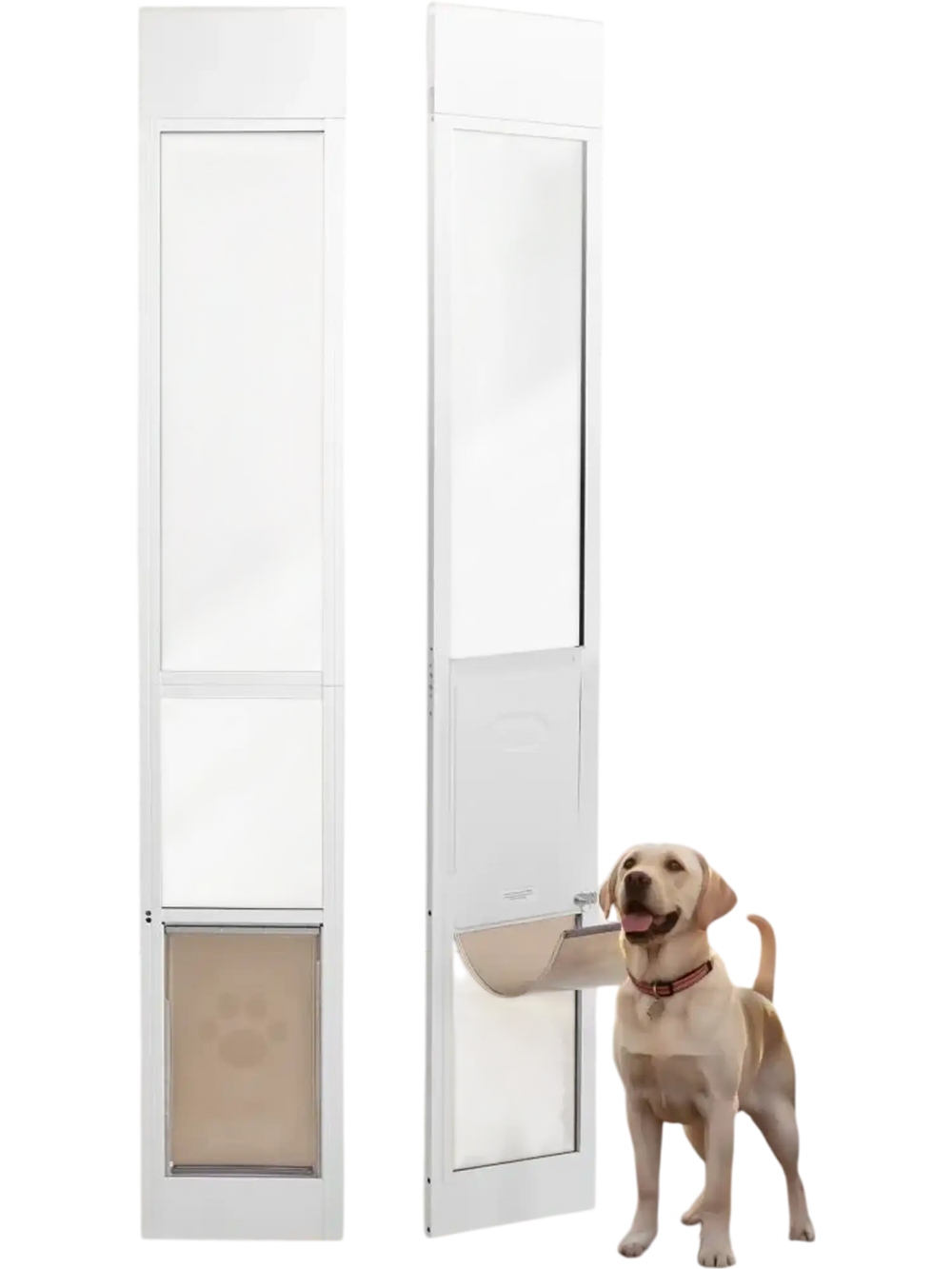 VEVOR Dog Door for Sliding Glass Door, 75 7/8"-80 11/16" Adjustable Height Doggy Door for Sliding Doors, Aluminum Frame Tempered Glass Pet Door with Hinge Structure Flap and Lock for Medium-Sized Dogs