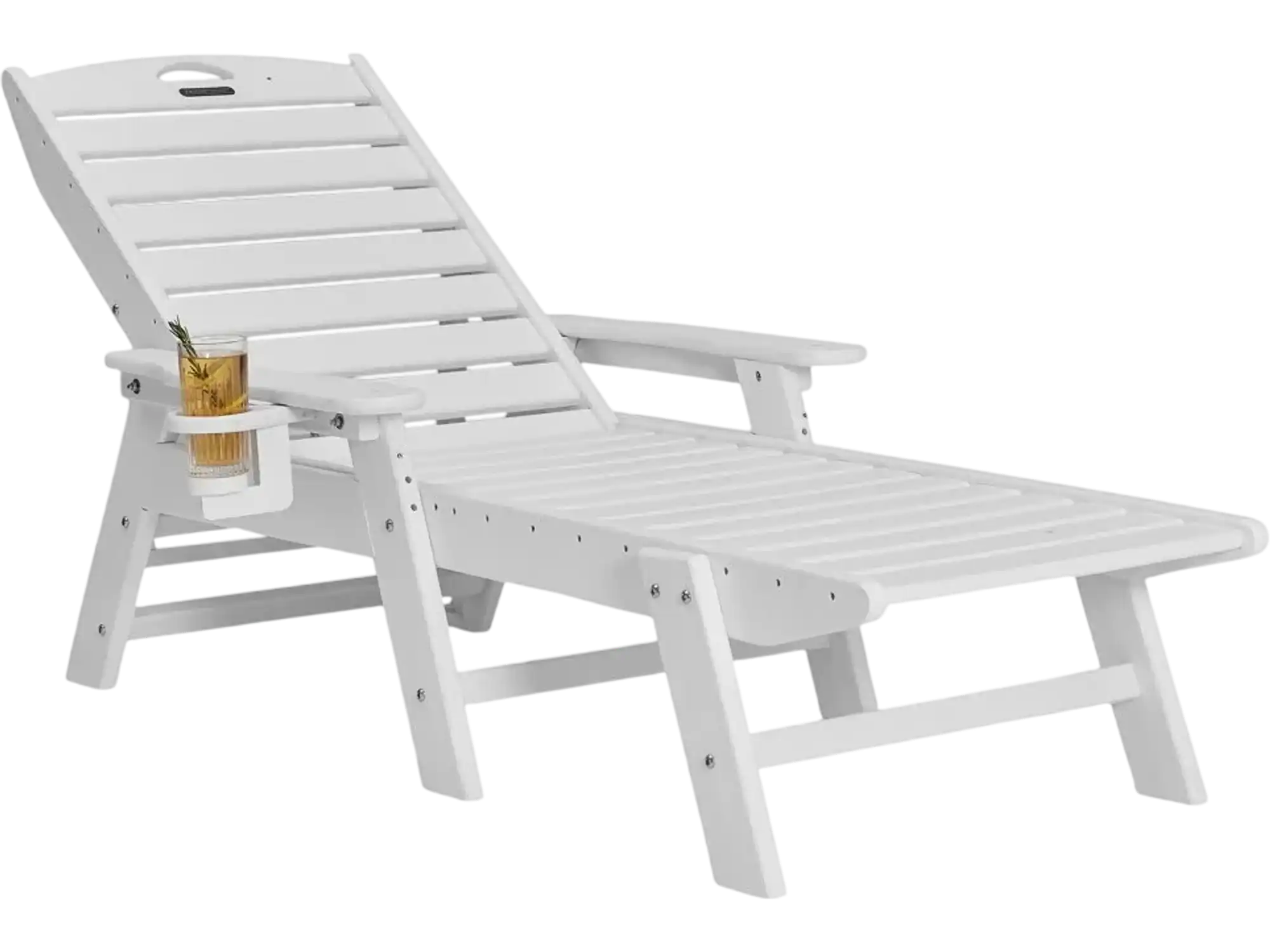 Vevor Chaise Lounge Chair 6-Position Adjustable Outdoor Reclining Patio Lounger White New