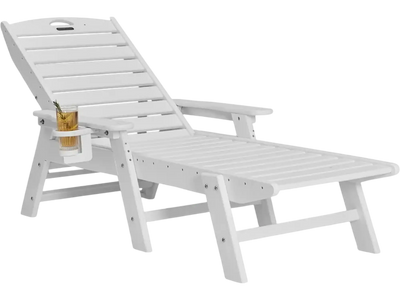 Vevor Chaise Lounge Chair 6-Position Adjustable Outdoor Reclining Patio Lounger White New